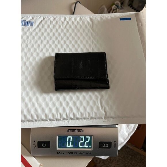 Austin Grey Geniune Eelskin Trifold Keyholder Snap Wallet Black Unisex - Picture 8 of 8